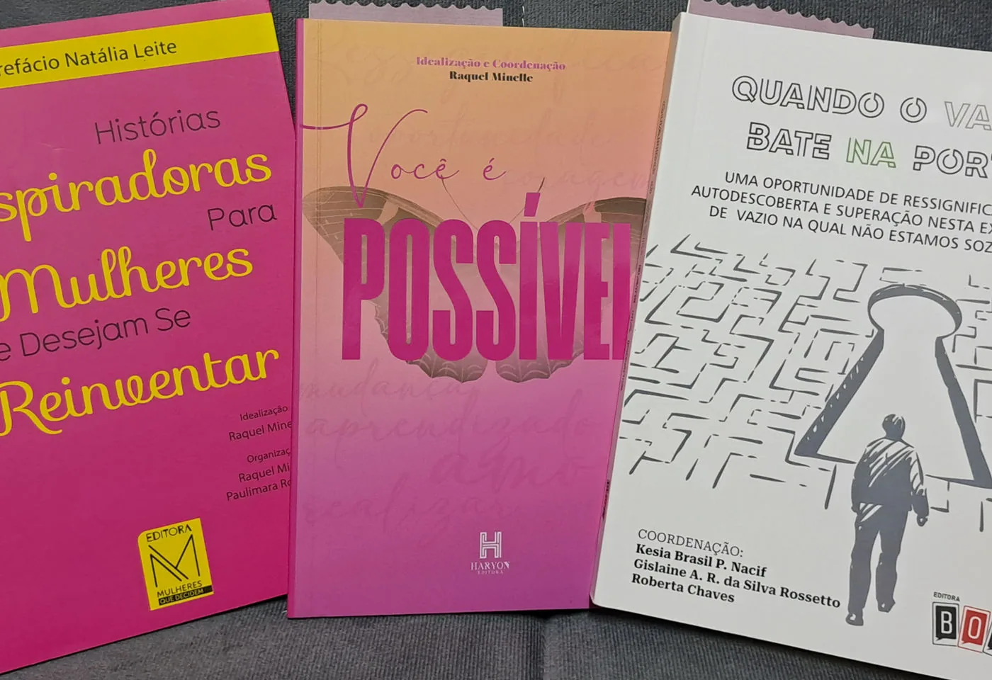 Livros publicados pela Michelle, entre eles Quando o vazio bate na porta